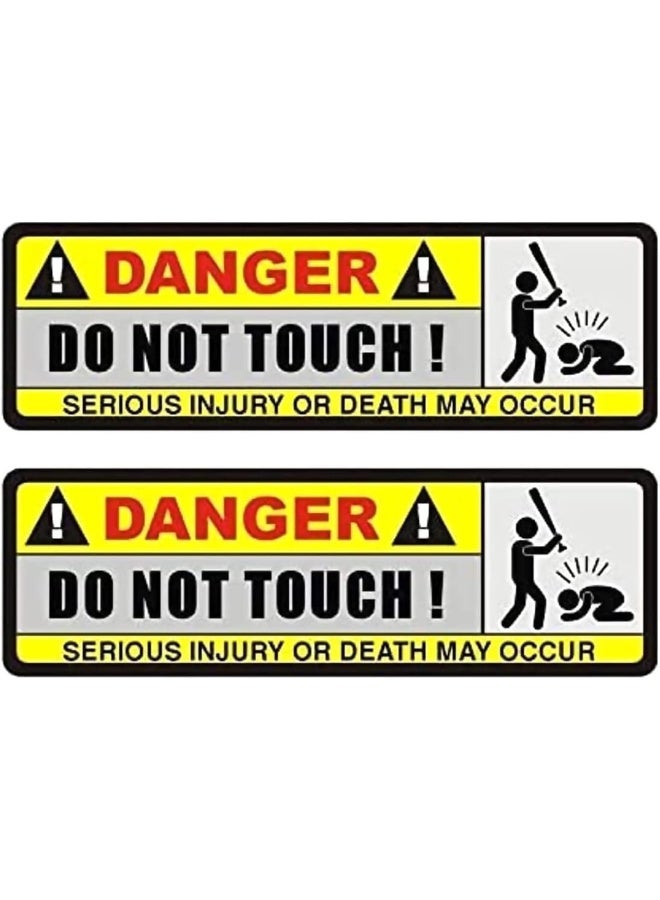 BPA Car Stickers - 2X 15.8CM*5.1CM DANGER Car Sticker Funny DO NOT TOUCH PVC Decorate Decal - Image 1