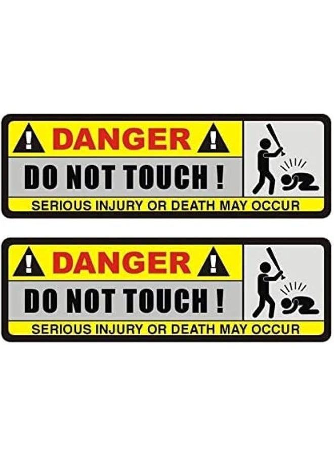 BPA Car Stickers - 2X 15.8CM*5.1CM DANGER Car Sticker Funny DO NOT TOUCH PVC Decorate Decal - Image 2