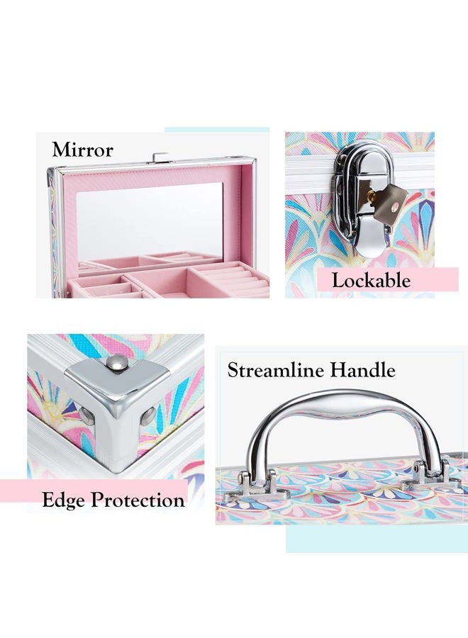 Hododou Girls Jewelry Box Organizer with Drawer & Mirror, Mermaid Tail Style Lockable Storage Case for Kid or Little Girls Jewelry and Hair Accessories - Image 4