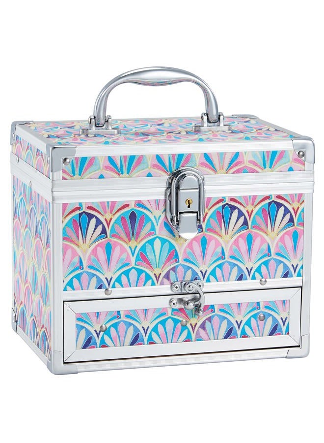 Hododou Girls Jewelry Box Organizer with Drawer & Mirror, Mermaid Tail Style Lockable Storage Case for Kid or Little Girls Jewelry and Hair Accessories - Image 1