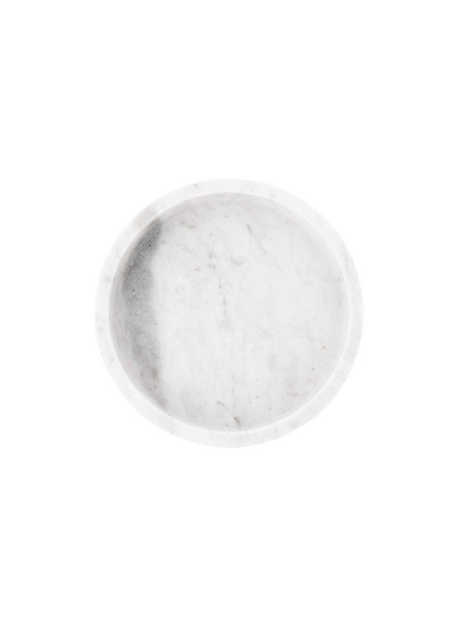 Creative Co-Op Minimalist Round Carved Marble Tray or Charcuterie Board, White, 8" - Image 5