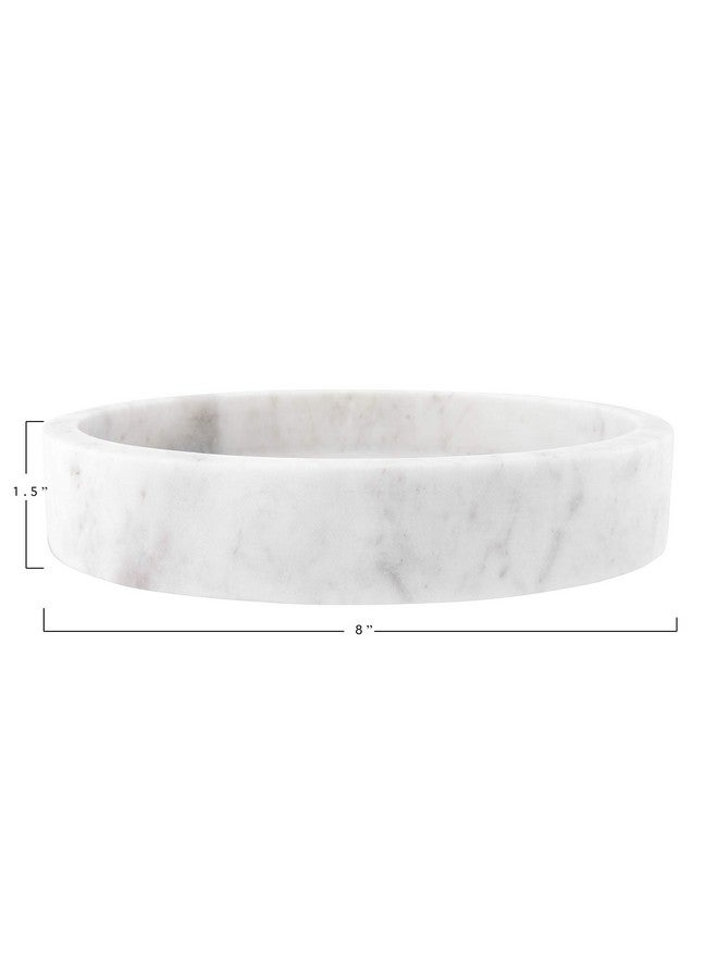 Creative Co-Op Minimalist Round Carved Marble Tray or Charcuterie Board, White, 8" - Image 3