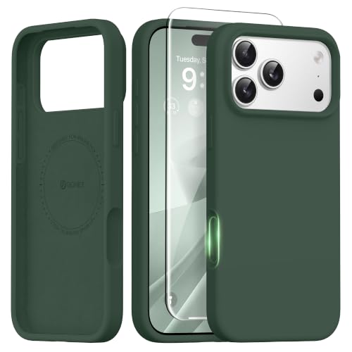 GONEZ Magnetic for iPhone 17 Pro Case Compatible with MagSafe AntiScratch Microfiber Lining Screen Protector Silicone Camera Control Shockproof Slim Phone Cover 63 inch Army Green - Image 1
