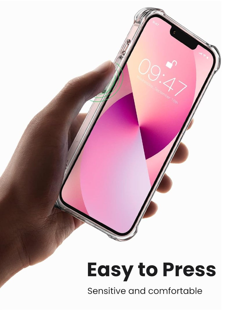 Clear Case for iPhone 13 and iPhone 14, Shockproof Phone Bumper Cover, Solid Color TPU Frame, Anti-Scratch Clear Back