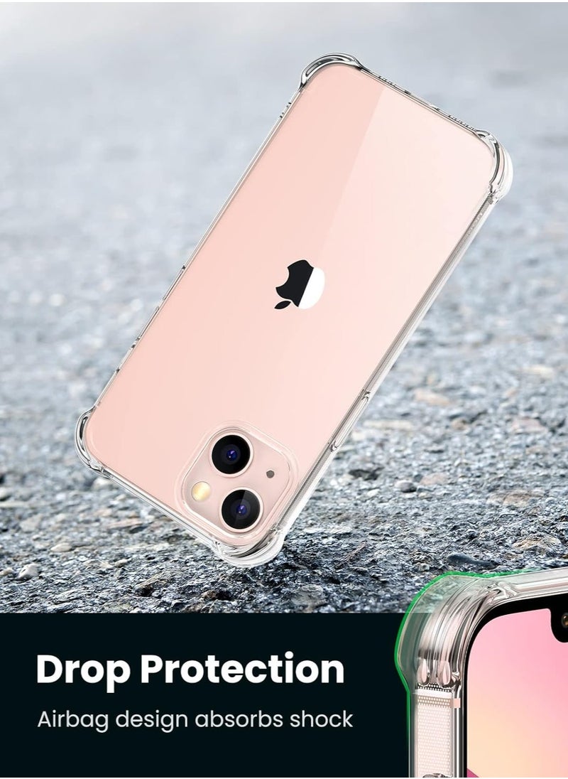 Clear Case for iPhone 13 and iPhone 14, Shockproof Phone Bumper Cover, Solid Color TPU Frame, Anti-Scratch Clear Back