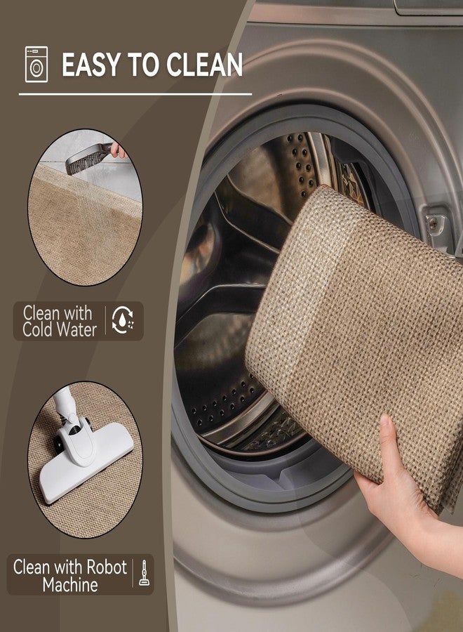 YDKGL Half Circle Bath Mat,Thin Bathroom Rugs Fit Under Door Quick Dry Non Slip Washable Bathroom Mat with Rubber Backing,Absorbent Woven Half Round Shower Rug, Brown Beige 16x24 - Image 5