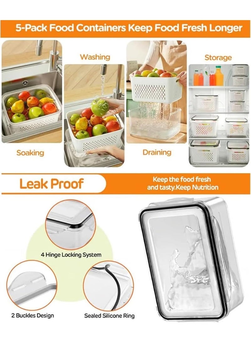 Bukela Fridge Fruit Storage Containers with Removable Filters, Leak-Proof Fridge Storage Containers, BPA-Free Storage Containers to Keep Fruit, Vegetables, Berries and Meat Fresh (Set of 4) - Image 5