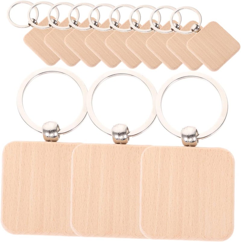 NUOBESTY 12pcs Unfinished Wooden Key Tags Smooth Craft Blanks for Personalization Engraving Painting and Keychain Crafts - Image 1