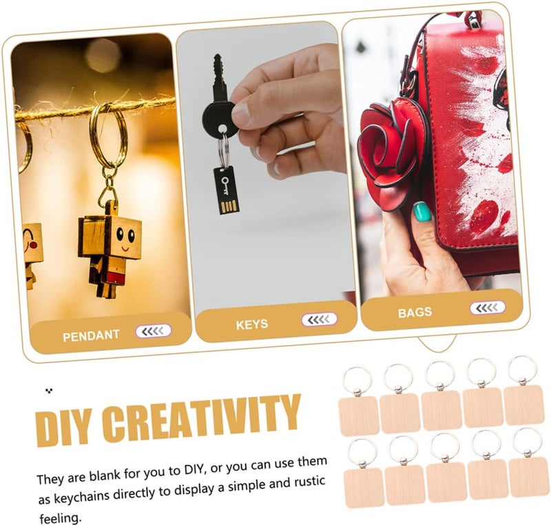 NUOBESTY 12pcs Unfinished Wooden Key Tags Smooth Craft Blanks for Personalization Engraving Painting and Keychain Crafts - Image 5