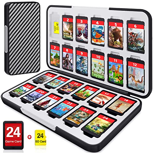 CYKOARMOR Game Card Case Holder for Nitendo Switch/Switch 2(2025) - Hard Shell Cartridge Case with 24 Game Slots & 24 Micro SD Card Slots, Portable Protective Organizer Traveler, Grey Black - Image 1