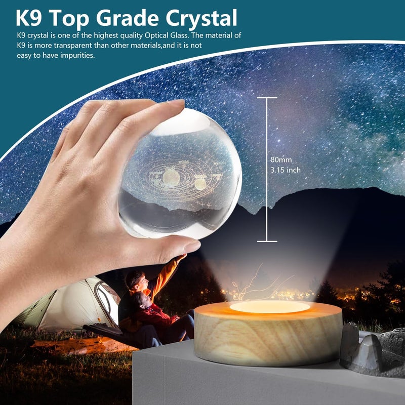 KAYZON كرة النظام الشمسي المطبوعة بتقنية 3D ضوء القمر، هدية ديكور منزلي، عيد ميلاد، زفاف، عيد الميلاد (أبيض) (عبوة من 1) - Image 2