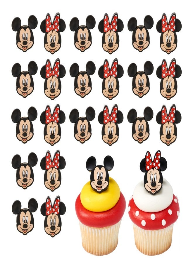 DecoPac Disney's Mickey Mouse and Minnie Mouse Rings, 24 Classic Disney Cupcake Decorations, Cake Toppers For Birthday, Parties, Celebrations - 24 Pack - Image 1
