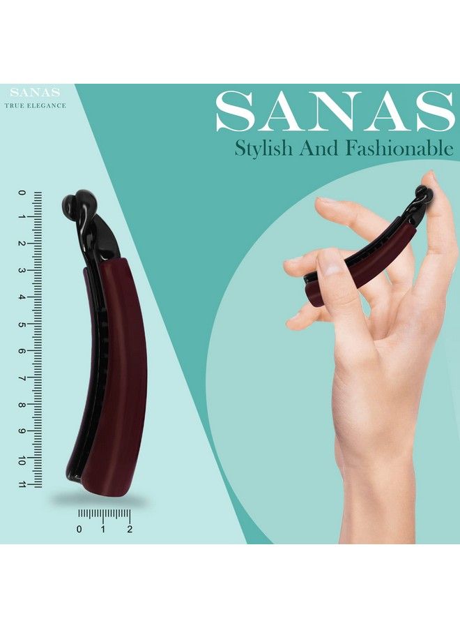 Sanas مشابك الموز - إكسسوارات شعر أنيقة للنساء، مشابك كورية، مشابك شعر فاخرة، مشابك قفل ذاتي للاستخدام اليومي، مشابك موز كبيرة الحجم، مجموعة متنوعة من الألوان، 6 قطع - Image 3