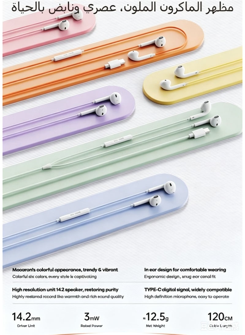 REMAX RM-10a Colorful USB Type C Wired Earphones, In-Ear HD Stereo with Mic & Volume Control, for Music, Calls & Gaming, Compatible with All USB Type C Devices - Blue - Image 4