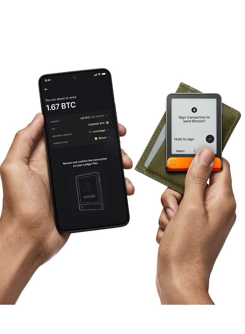 Ledger Flex Hardware Wallet | 2.84" TouchScreen + Recovery Key, Bitcoin Security, World's Safest Crypto Wallet, Bluetooth Connection, USB-C Charging, 5000+ Coins & NFT, for iOS & Android - Orange  - Image 4