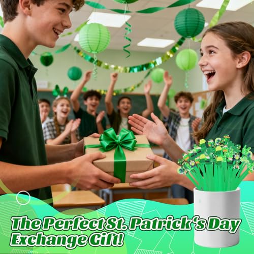 Zhirlyn St Patrick's Day Pens Stress Relief Bobblehead Pen Cute Fun Pens Assorted Kawaii Gel Ink Pen for St. Patrick's Day (St Patrick, 24) - Image 4
