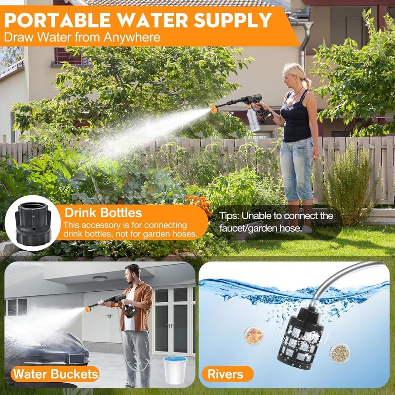 AOHRYME 6 in 1 Cordless Pressure Washer, 30Bar Pressure Water Spray Gun, 48V Lithium Battery Lasts for 60 Min with Fully Charged, Portable High Pressure Car Washer for Car/Fence/Wall/Deck Cleaning - Image 2