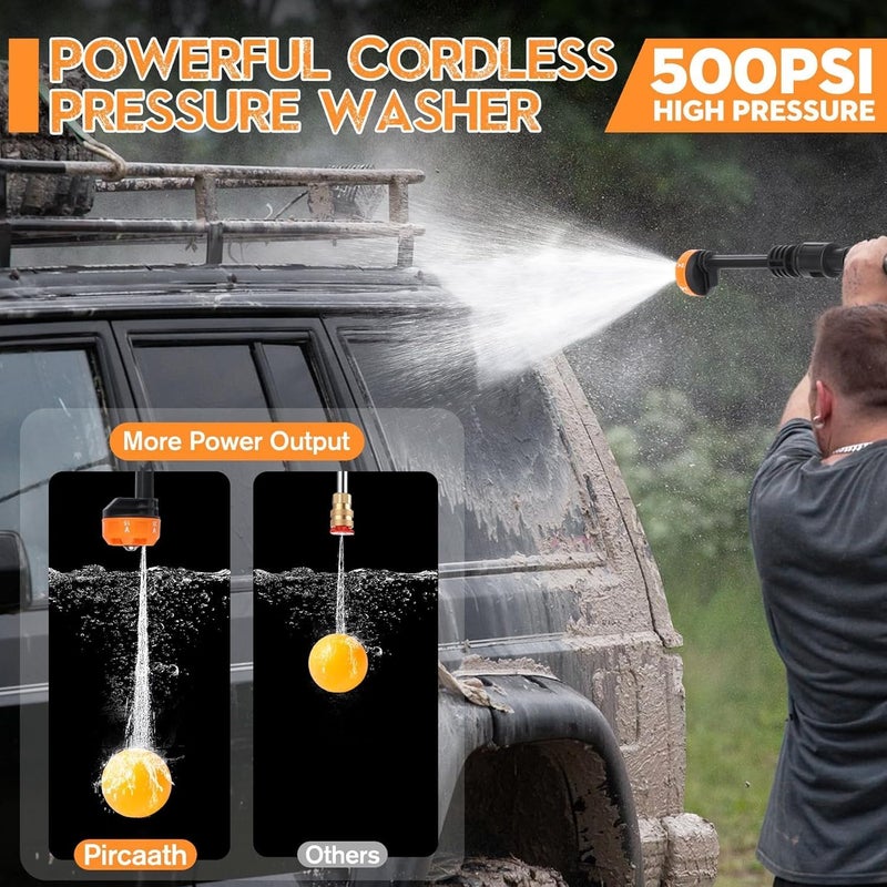 AOHRYME 6 in 1 Cordless Pressure Washer, 30Bar Pressure Water Spray Gun, 48V Lithium Battery Lasts for 60 Min with Fully Charged, Portable High Pressure Car Washer for Car/Fence/Wall/Deck Cleaning - Image 4