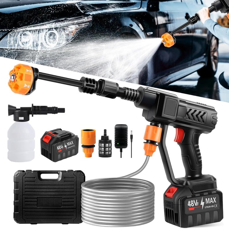 AOHRYME 6 in 1 Cordless Pressure Washer, 30Bar Pressure Water Spray Gun, 48V Lithium Battery Lasts for 60 Min with Fully Charged, Portable High Pressure Car Washer for Car/Fence/Wall/Deck Cleaning - Image 1
