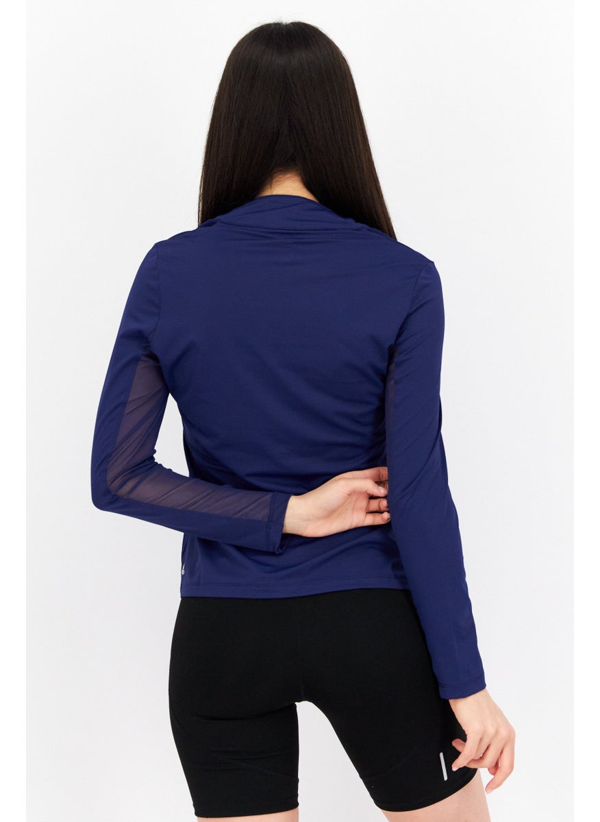 X by Gottex Women Sportswear Fit Long Sleeve Training Top, Navy Blue  - Image 4