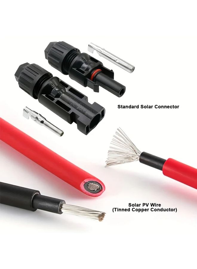 كابل تمديد شمسي 10 AWG بطول 10 أقدام، لون أحمر وأسود، من ذكر إلى أنثى، للاستخدام في العربات المتنقلة والقوارب والمنازل لتزويد الطاقة. - Image 3