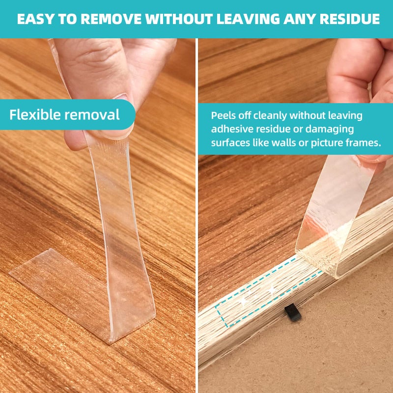 P7yaumy Double Sided Tape Heavy Duty 0.75inÃ—20ft, Nano Tape Double Sided, Removable Traceless Two Sided Adhesive Tape, Clear Mounting Tape Double Sided Tape for Walls, Hanging Picture,Poster,Carpet - Image 4
