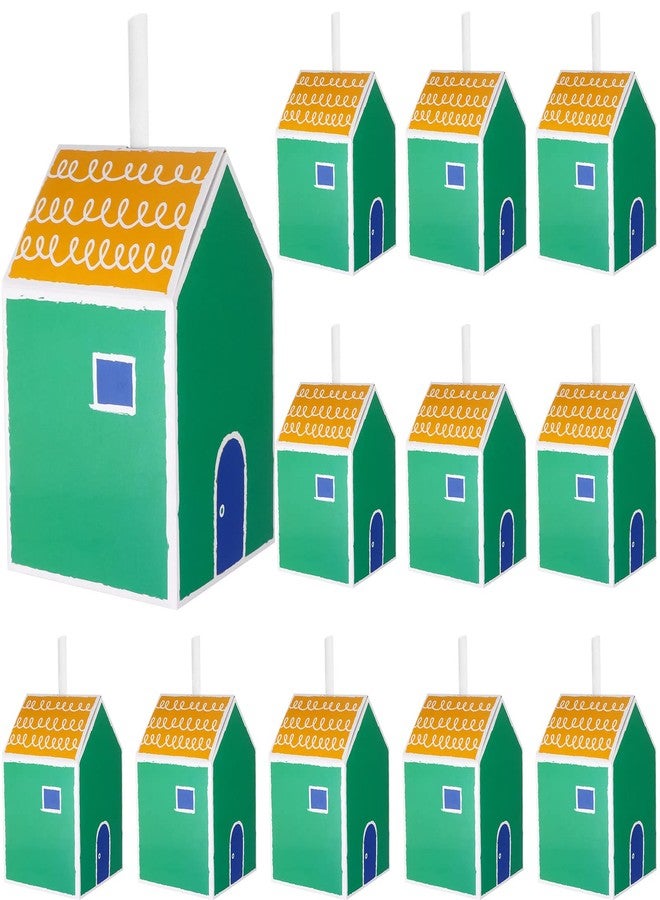 Haomian 20 Pcs House Gift Boxes for Treats & Dessert, Fancy Cookie & Candy Boxes for Gift Giving & Party Favors (Green High House Style) - Image 1