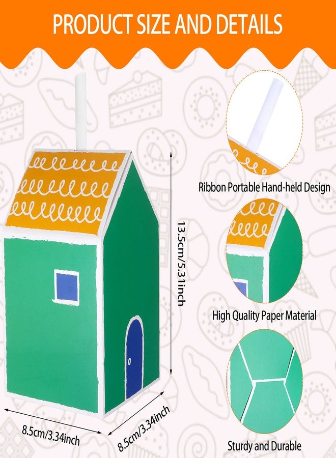 Haomian 20 Pcs House Gift Boxes for Treats & Dessert, Fancy Cookie & Candy Boxes for Gift Giving & Party Favors (Green High House Style) - Image 2