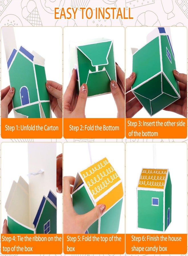 Haomian 20 Pcs House Gift Boxes for Treats & Dessert, Fancy Cookie & Candy Boxes for Gift Giving & Party Favors (Green High House Style) - Image 3