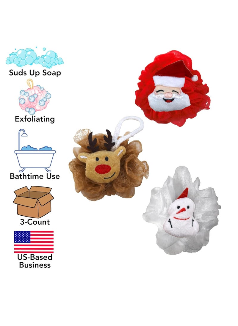 Iconikal Iconikal Character Exfoliating Loofahs, 3-Pack, Reindeer, Snowman  - Image 4