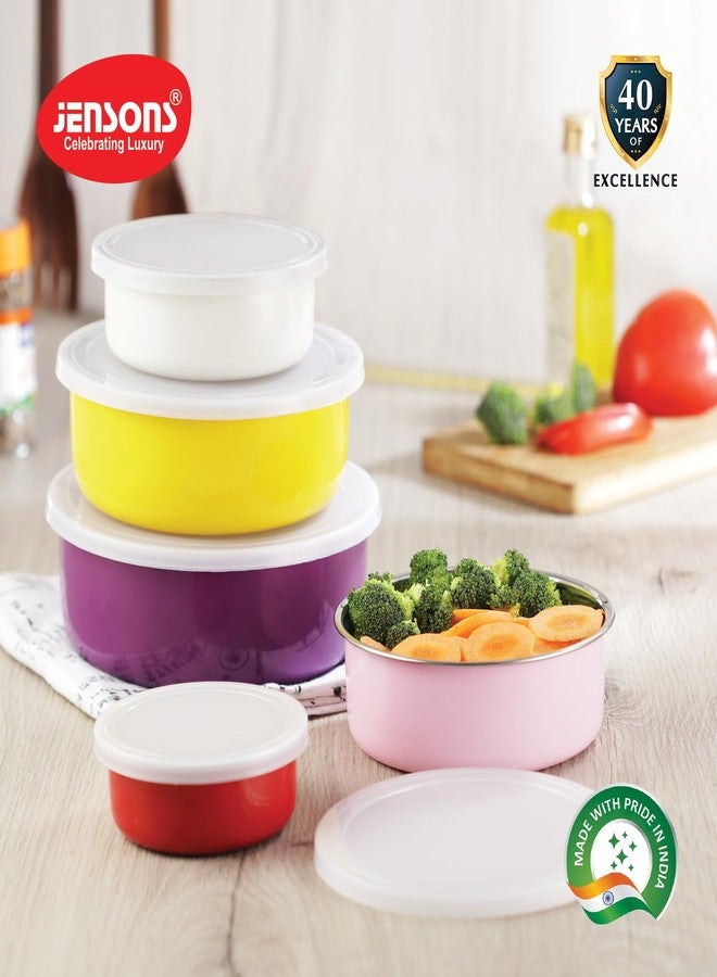 JENSONS Stainless Steel Mixing Bowls with Lids | 5 Pieces | 200 ml to 1150 ml | Airtight Food Storage Containers | Stackable and Lightweight - Image 3
