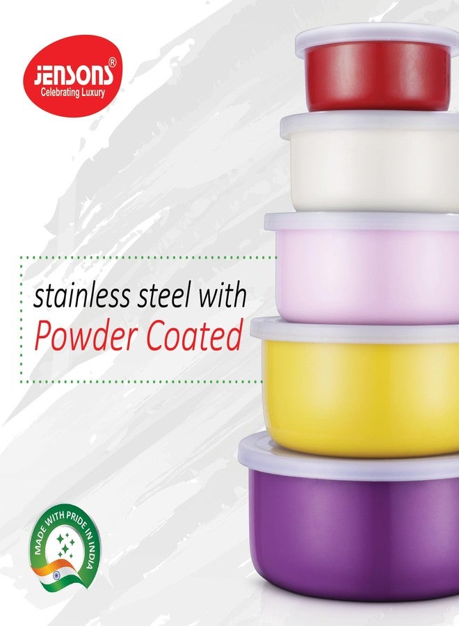 JENSONS Stainless Steel Mixing Bowls with Lids | 5 Pieces | 200 ml to 1150 ml | Airtight Food Storage Containers | Stackable and Lightweight - Image 5
