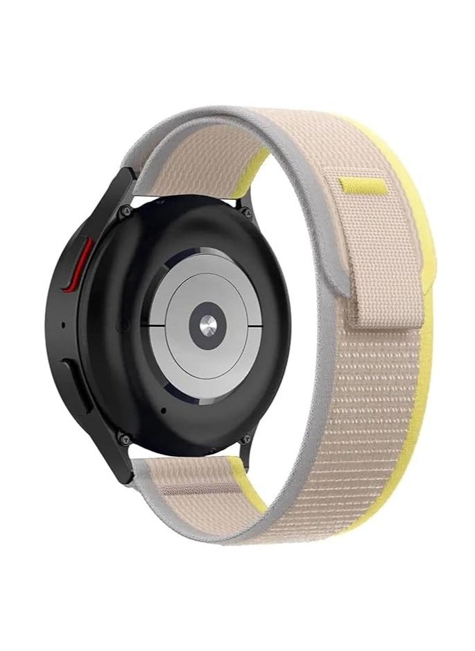 ten.tech Durable 20mm Band, Trail Loop Nylon Sport Band for Samsung Galaxy Watch 6 5 4 40mm 44mm/Watch 5 Pro 45mm/Watch 4 6 Classic 42mm 43mm 46mm 47mm Nylon Sport Band by TenTech - Yellow & beige  - Image 1