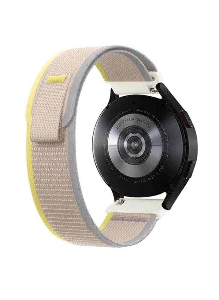 ten.tech Durable 20mm Band, Trail Loop Nylon Sport Band for Samsung Galaxy Watch 6 5 4 40mm 44mm/Watch 5 Pro 45mm/Watch 4 6 Classic 42mm 43mm 46mm 47mm Nylon Sport Band by TenTech - Yellow & beige  - Image 2