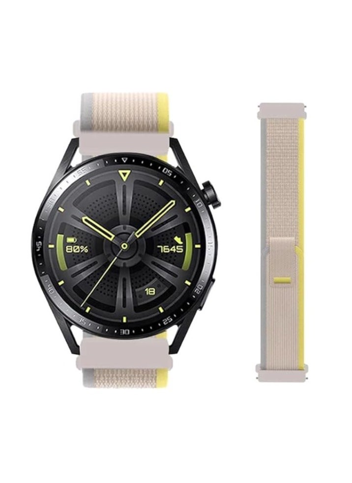 ten.tech Durable 20mm Band, Trail Loop Nylon Sport Band for Samsung Galaxy Watch 6 5 4 40mm 44mm/Watch 5 Pro 45mm/Watch 4 6 Classic 42mm 43mm 46mm 47mm Nylon Sport Band by TenTech - Yellow & beige  - Image 3