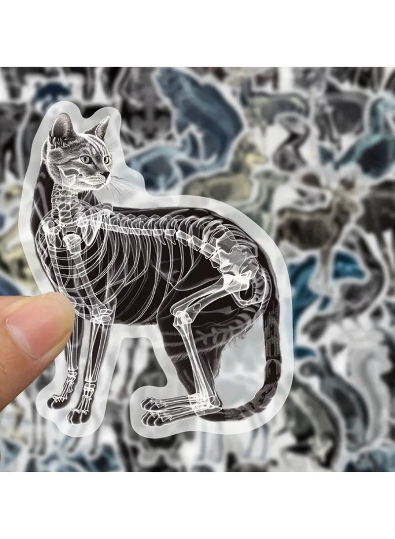 50 pieces. Cartoon stickers. Skeleton X-ray design. Self-adhesive stickers. PVC. Waterproof stickers. Matte finish. Irregular shapes. Stickers for bags. Stickers for skateboards. Stickers for guitars. Stickers for water bottles. Stickers for computers. Single-use stickers.  50 pieces. Stickers. Adhesive. Waterproof vinyl stickers. Glossy finish. Scrapbooking stickers. Magazine stickers. Laptop stickers. Bumper stickers. Skateboard stickers. Water bottle stickers. Computer stickers. Phone stickers. Cartoon stickers. Hard hat stickers. - Image 2