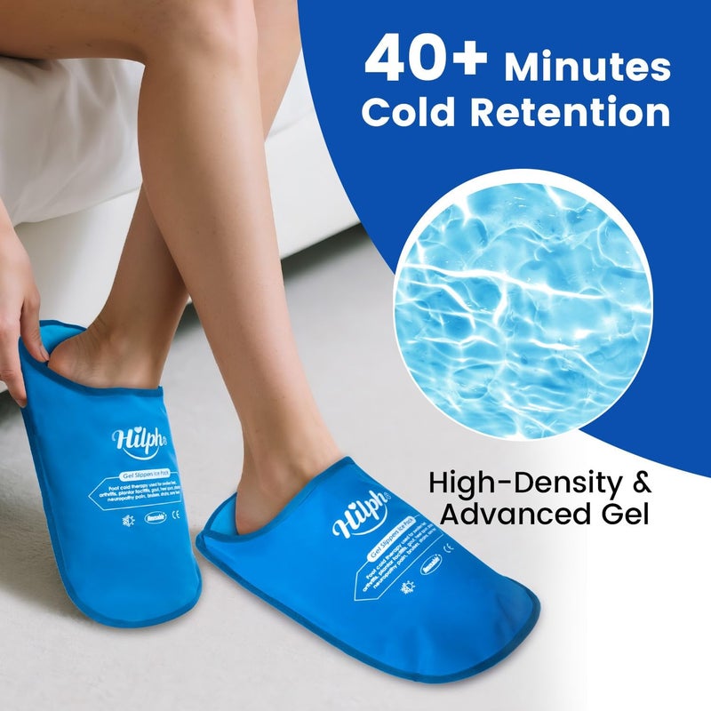 Hilph Foot Ice Pack Slippers for Plantar Fasciitis 2 Pack, Ice Pack for Feet Hot Cold Compression Therapy Gel Ice Slippers for Foot Neuropathy, Diabetic Foot, Swollen Feet, Gout Relief - Light Blue - Image 3