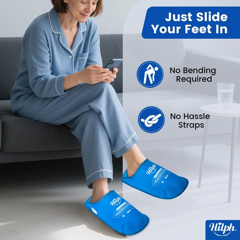 Hilph Foot Ice Pack Slippers for Plantar Fasciitis 2 Pack, Ice Pack for Feet Hot Cold Compression Therapy Gel Ice Slippers for Foot Neuropathy, Diabetic Foot, Swollen Feet, Gout Relief - Light Blue - Image 5