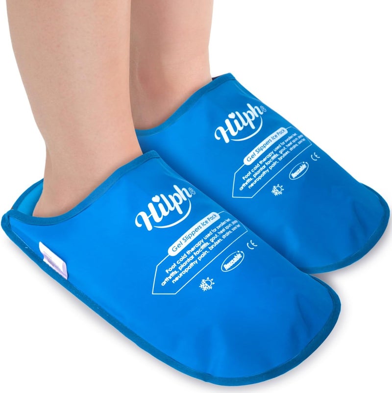 Hilph Foot Ice Pack Slippers for Plantar Fasciitis 2 Pack, Ice Pack for Feet Hot Cold Compression Therapy Gel Ice Slippers for Foot Neuropathy, Diabetic Foot, Swollen Feet, Gout Relief - Light Blue - Image 1