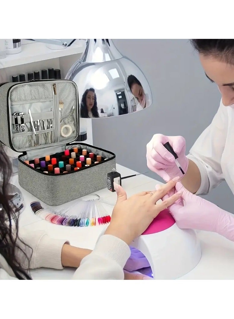 أوريتي طلاء الأظافر حقيبة حمل طبقة مزدوجة طلاء الأظافر حقيبة تخزين تناسب مصباح مجفف الأظافر وزجاجات طلاء الأظافر حقيبة منظم - Image 3