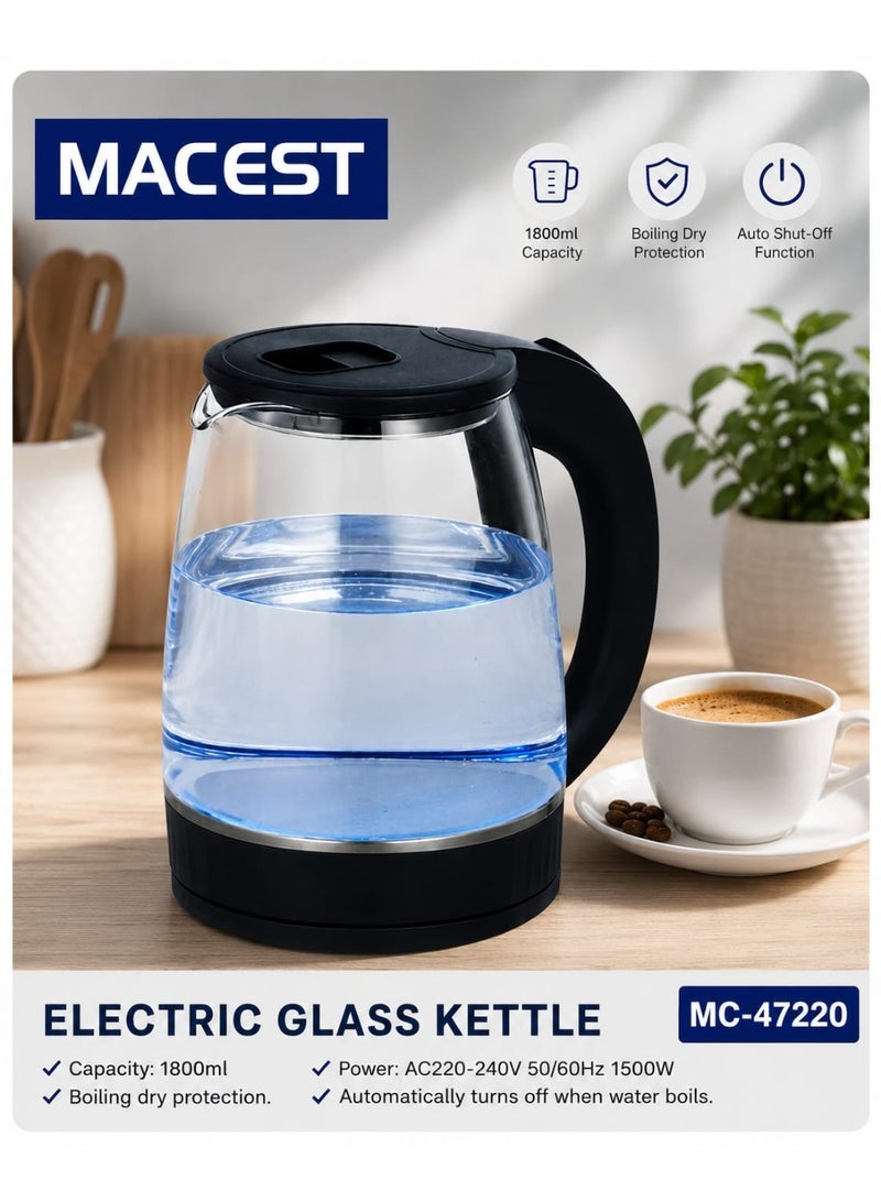 MACEST Electric Glass Kettle 1800ML
