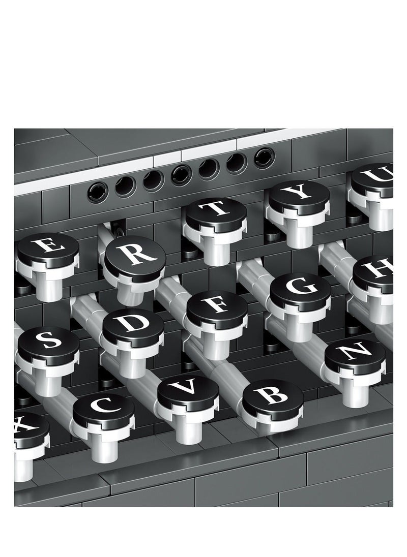 null - Retro Typewriter, Vintage Typewriter Building Set Composed of Mini Bricks, Collectible Display Model Toy as A Wonderful Gift Idea for Adults (1136 Pieces) - Image 1