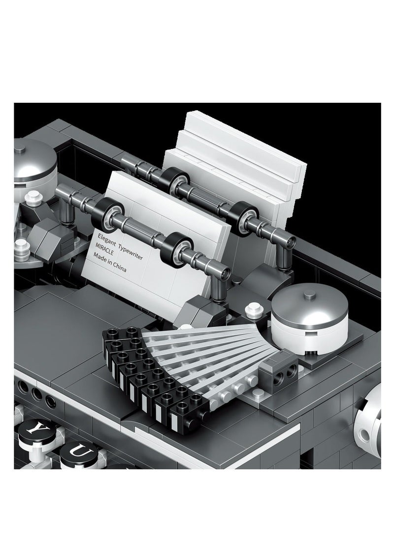 null - Retro Typewriter, Vintage Typewriter Building Set Composed of Mini Bricks, Collectible Display Model Toy as A Wonderful Gift Idea for Adults (1136 Pieces) - Image 1