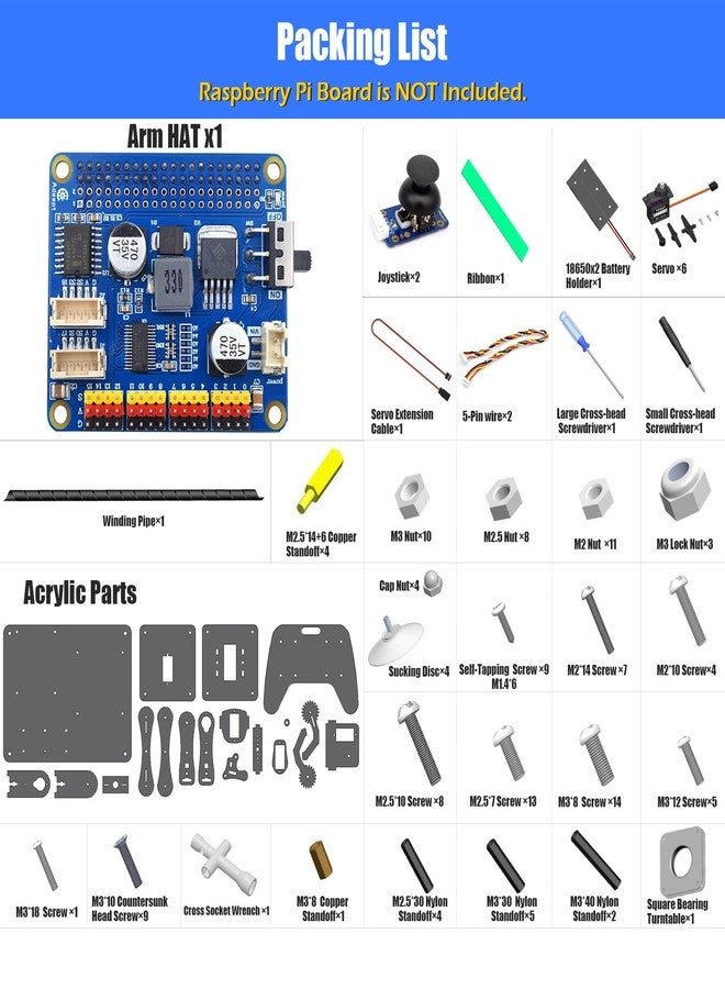 Adeept 5-DOF Robotic Arm Kit Compatible with Raspberry Pi 4 B 3 B+ B A+, Programmable DIY Coding STEM Educational 5 Axis Robot Arm with Python Code and Tutorials(PDF) - Black - Image 2