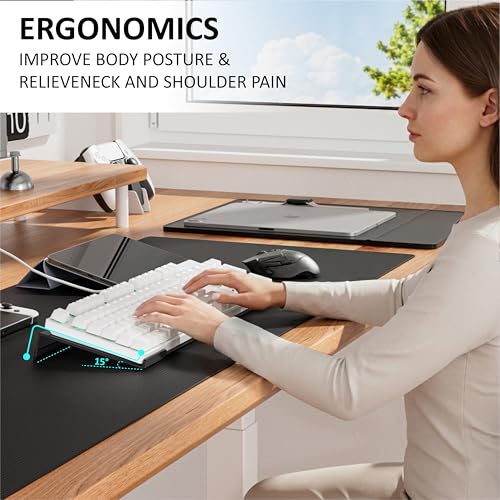Egchi Acrylic Computer Keyboard Stand for Desk, Keyboard Riser Tilt Lift, Keyboard Holder for Desktop, Desk Keyboard Lifter（White） - Image 4