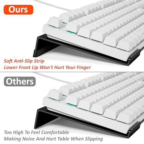 Egchi Acrylic Computer Keyboard Stand for Desk, Keyboard Riser Tilt Lift, Keyboard Holder for Desktop, Desk Keyboard Lifter（White） - Image 3