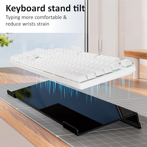 Egchi Acrylic Computer Keyboard Stand for Desk, Keyboard Riser Tilt Lift, Keyboard Holder for Desktop, Desk Keyboard Lifter（White） - Image 5