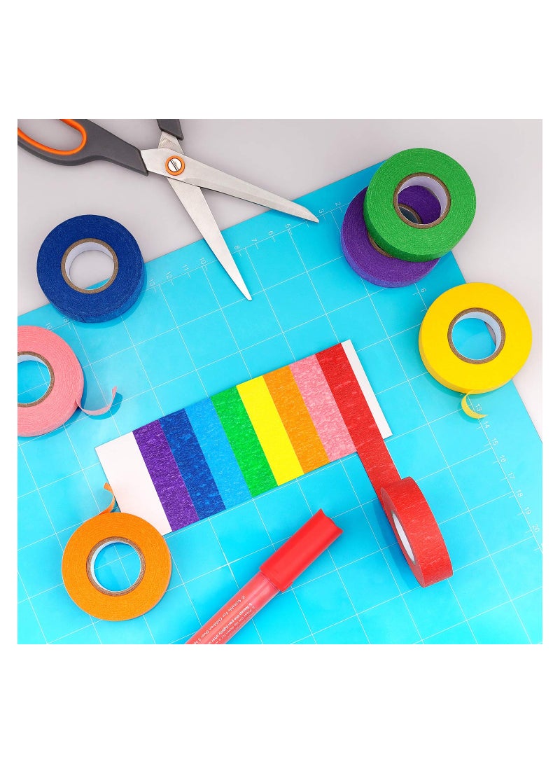 Zikra Colored Masking Tape Craft Rainbow Colors Painting Painters Labeling Paper for Arts Crafts Bullet Journals Party Decorations DIY 8 Roll 12m*1.5cm - Image 2