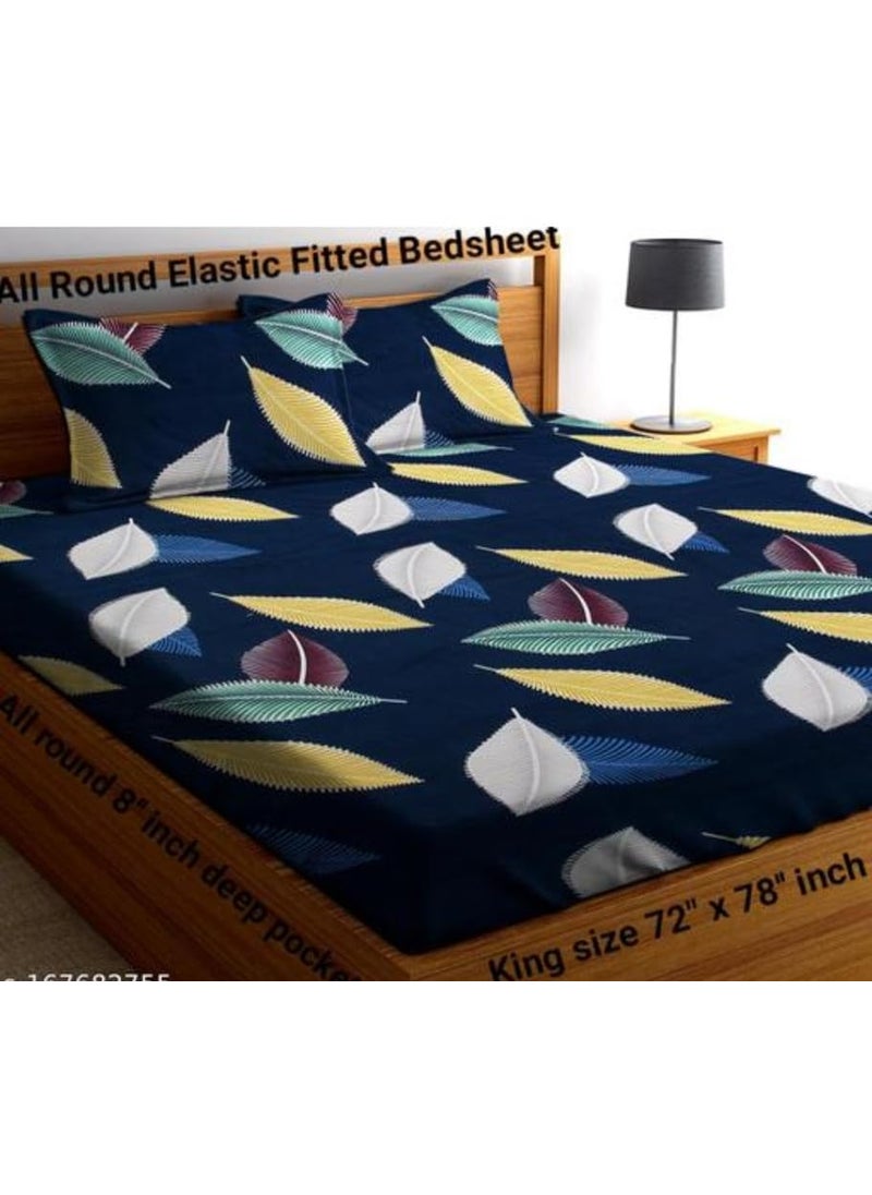 Generic Fitted Cotton Bedsheet Elastic with 2 Pillow Covers MARIOA06_fs935  - Image 1