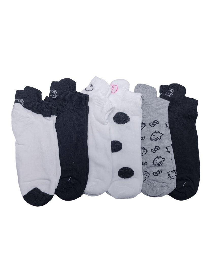 "SMARTEDGE women's stylish socks with a polka dot and bunny design. These short summer socks are very chic and come in a set of 6 pairs in assorted colors. A trendy design for women and girls.
